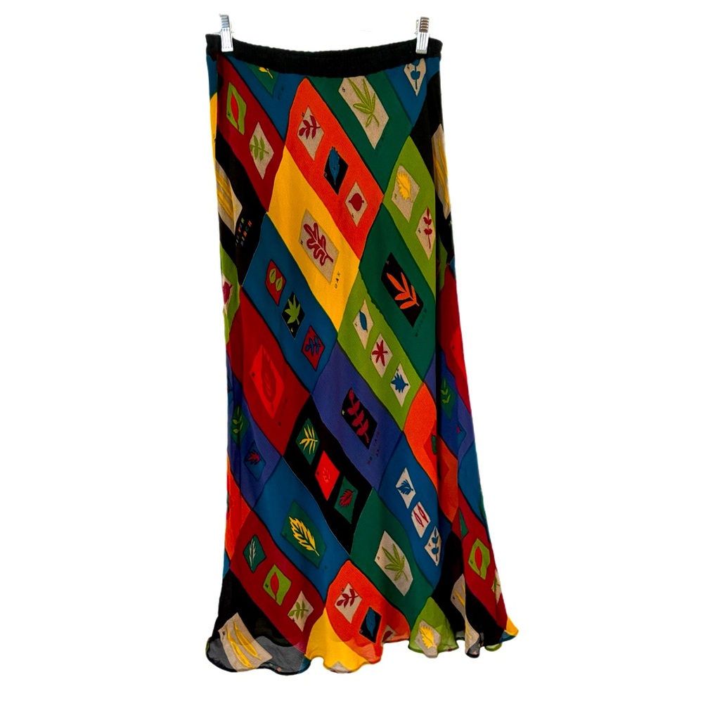 Patchwork Print Colorful Flowy Skirt Fairycore Witchy